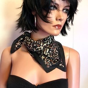 VINTAGE 50s Leopard Print silk scarf square